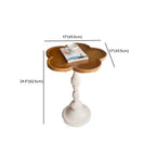 Table d'appoint ronde classique en bois brun et blanc sur pied
