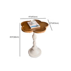 Table d'appoint ronde classique en bois brun et blanc sur pied