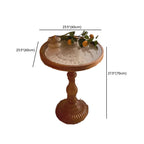 Table d'appoint ronde classique en bois brun et blanc sur pied