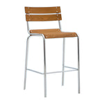 Tabourets de bar empilables rectangulaires en bois brun de style industriel avec dossier