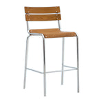 Tabourets de bar empilables rectangulaires en bois brun de style industriel avec dossier