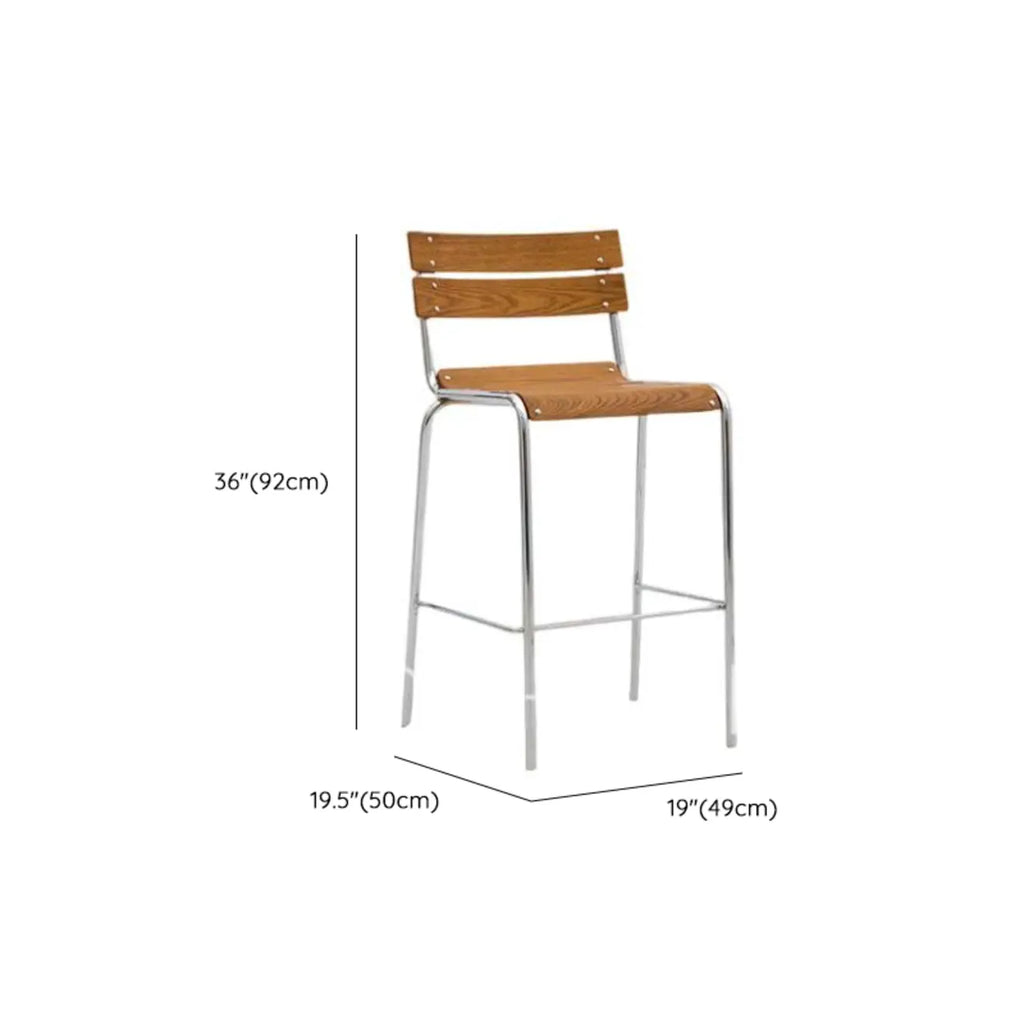 Tabourets de bar empilables rectangulaires en bois brun de style industriel avec dossier