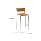 Tabourets de bar empilables rectangulaires en bois brun de style industriel avec dossier
