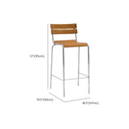 Tabourets de bar empilables rectangulaires en bois brun de style industriel avec dossier