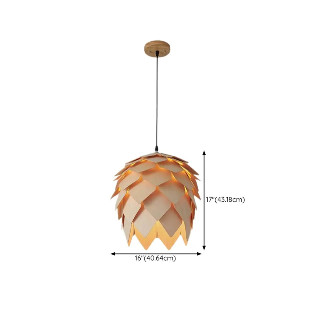 Suspension exquise en bois massif en forme de pomme de pin