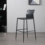 Tabourets de bar modernes avec dossier, assise en cuir texturé tissé