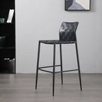 Tabourets de bar modernes avec dossier, assise en cuir texturé tissé