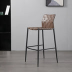 Tabourets de bar modernes avec dossier, assise en cuir texturé tissé