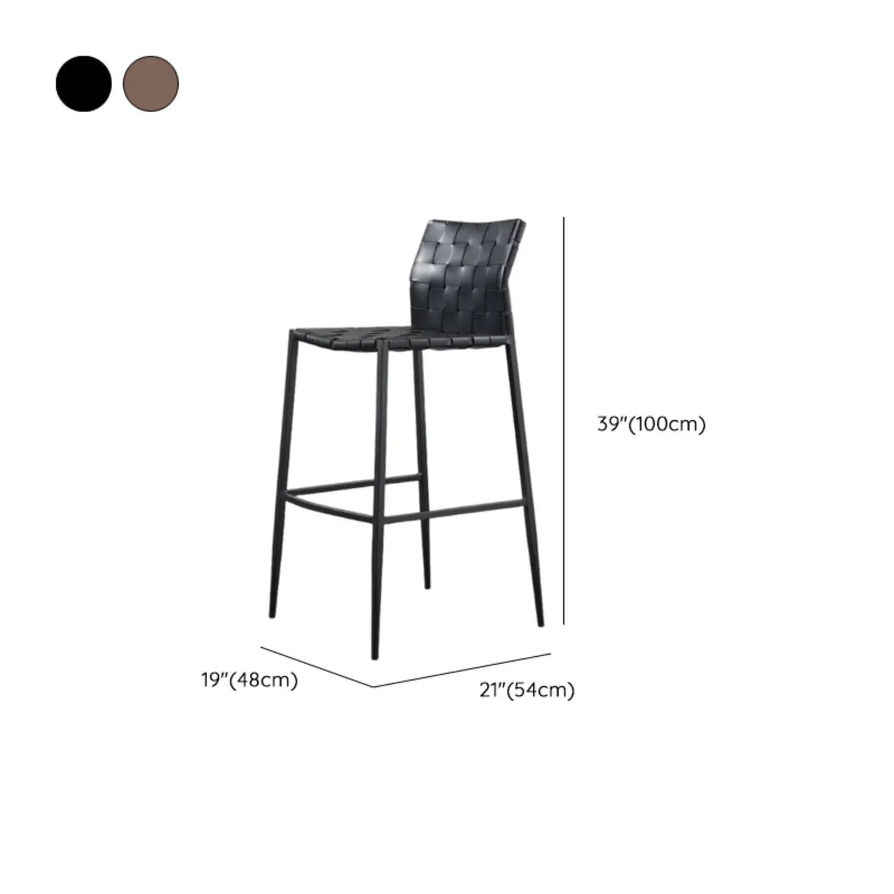 Tabourets de bar modernes avec dossier, assise en cuir texturé tissé