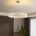Lustres modernes à LED ronds en cristal doré à intensité variable