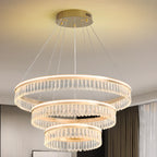 Lustres modernes à LED ronds en cristal doré à intensité variable