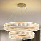 Lustres modernes à LED ronds en cristal doré à intensité variable