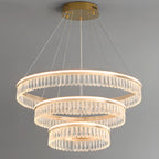 Lustres modernes à LED ronds en cristal doré à intensité variable