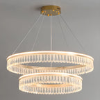 Lustres modernes à LED ronds en cristal doré à intensité variable