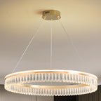 Lustres modernes à LED ronds en cristal doré à intensité variable