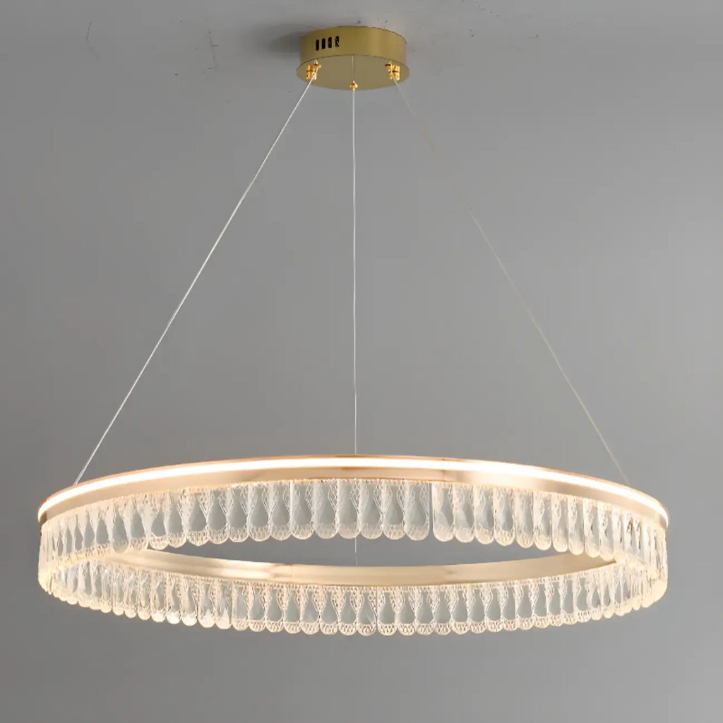 Lustres modernes à LED ronds en cristal doré à intensité variable