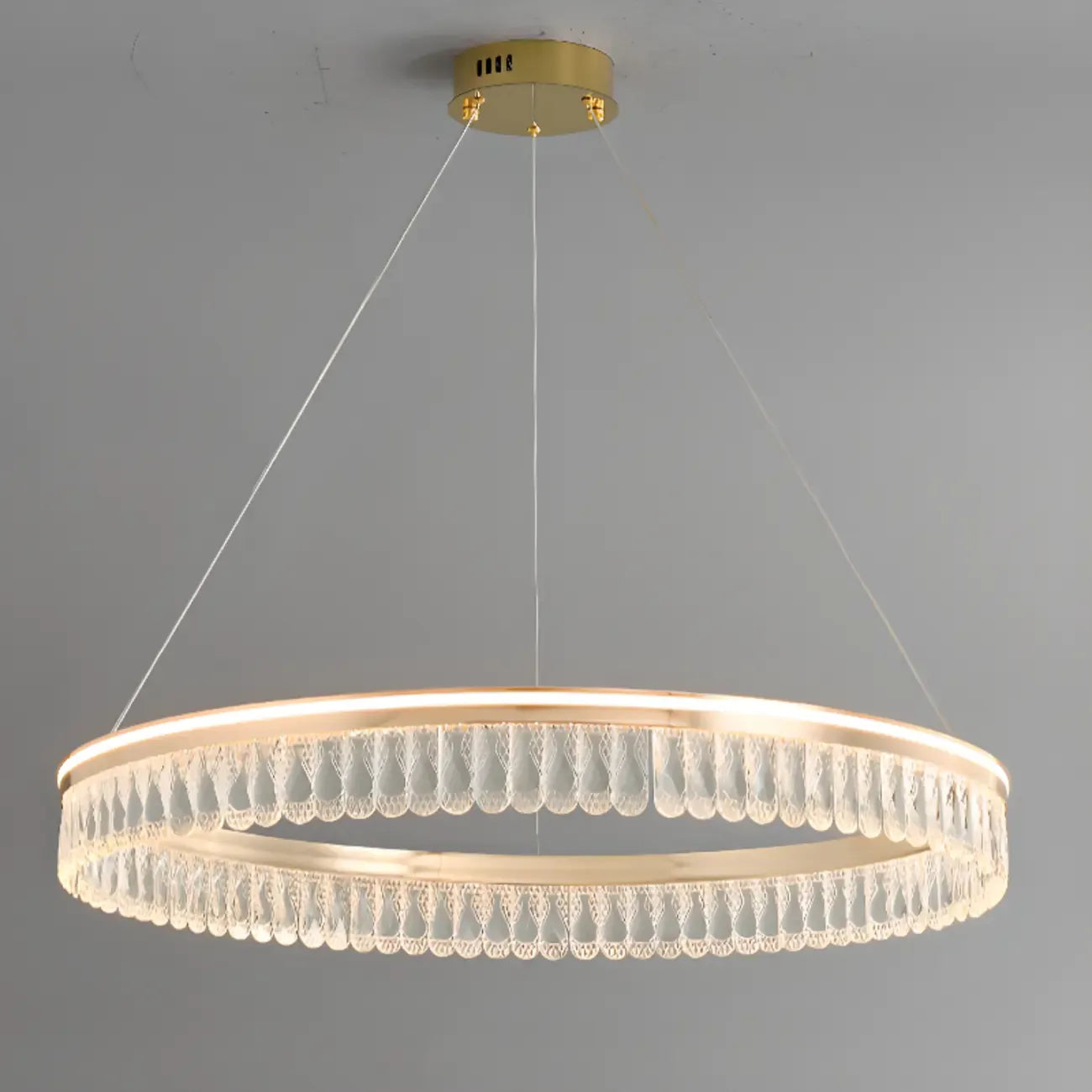 Lustres modernes à LED ronds en cristal doré à intensité variable