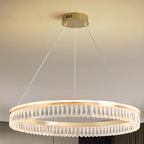 Lustres modernes à LED ronds en cristal doré à intensité variable