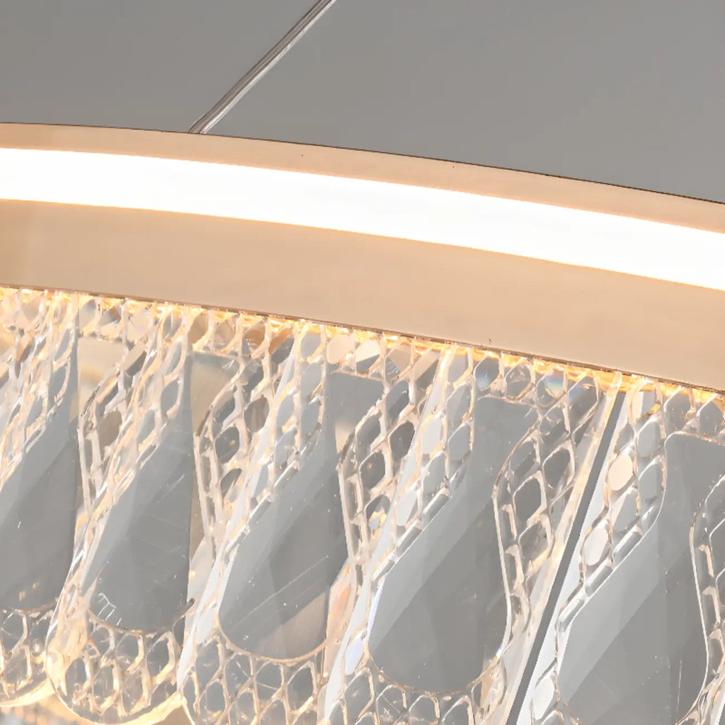 Lustres modernes à LED ronds en cristal doré à intensité variable