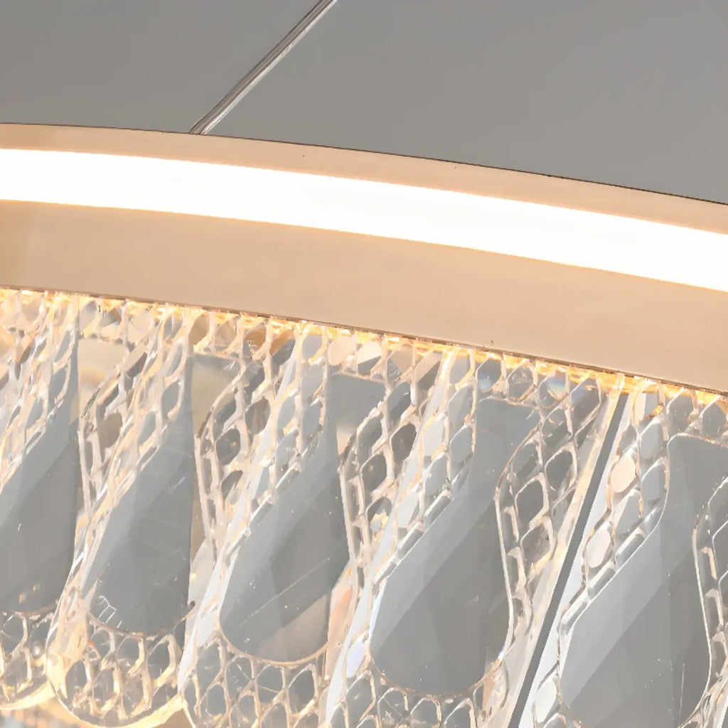 Lustres modernes à LED ronds en cristal doré à intensité variable