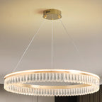 Lustres modernes à LED ronds en cristal doré à intensité variable