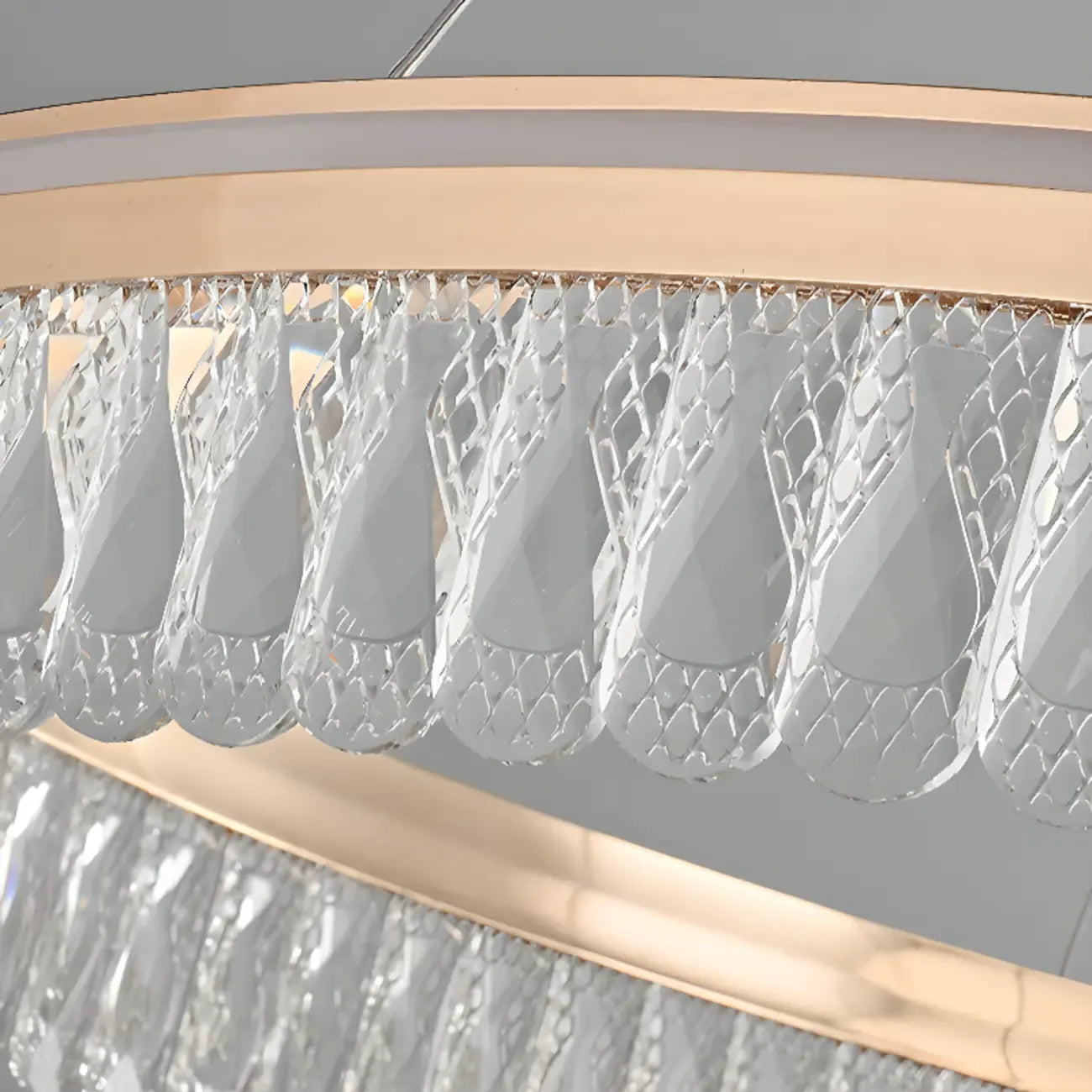 Lustres modernes à LED ronds en cristal doré à intensité variable