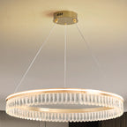 Lustres modernes à LED ronds en cristal doré à intensité variable
