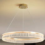 Lustres modernes à LED ronds en cristal doré à intensité variable