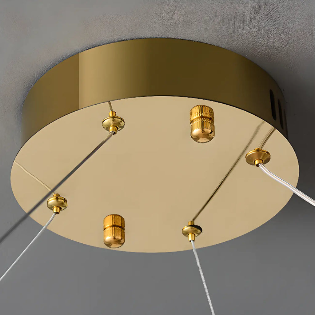 Lustres modernes à LED ronds en cristal doré à intensité variable