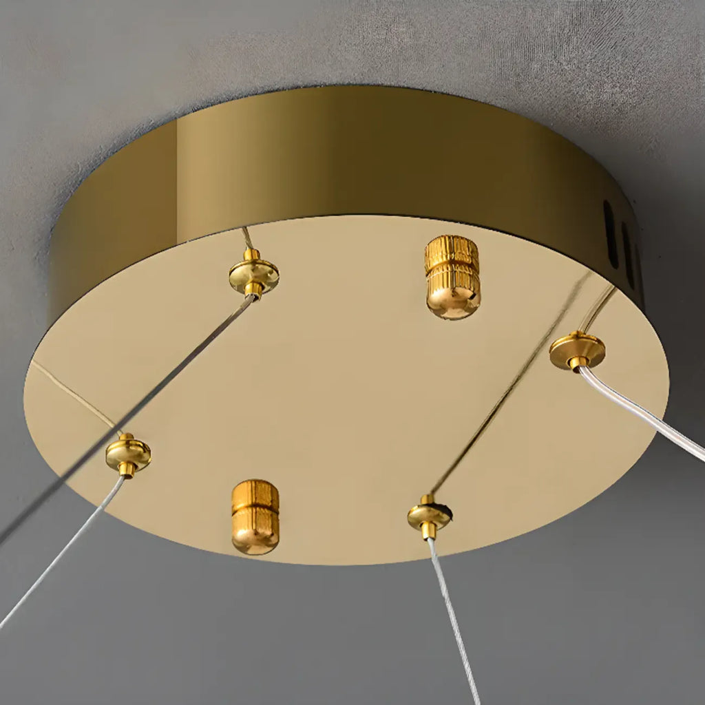 Lustres modernes à LED ronds en cristal doré à intensité variable