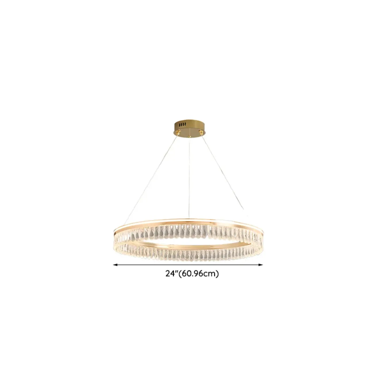 Lustres modernes à LED ronds en cristal doré à intensité variable