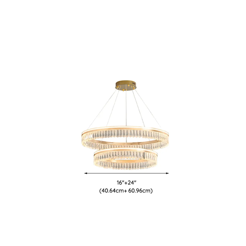 Lustres modernes à LED ronds en cristal doré à intensité variable