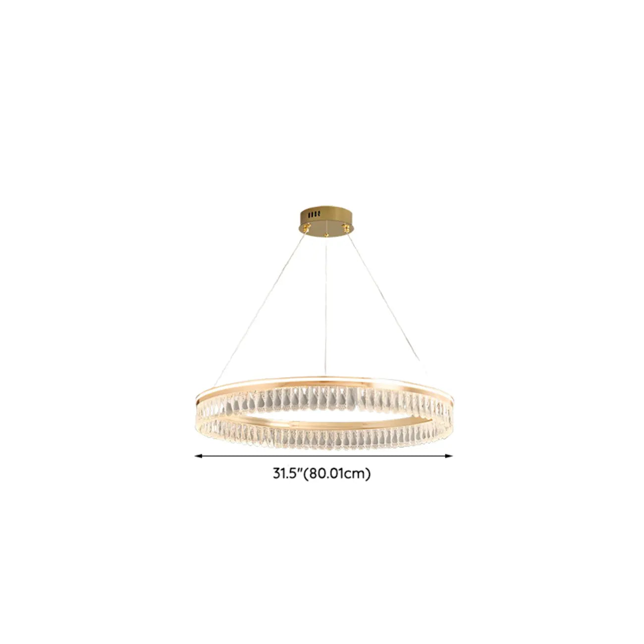 Lustres modernes à LED ronds en cristal doré à intensité variable