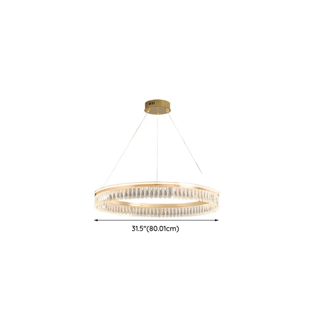 Lustres modernes à LED ronds en cristal doré à intensité variable