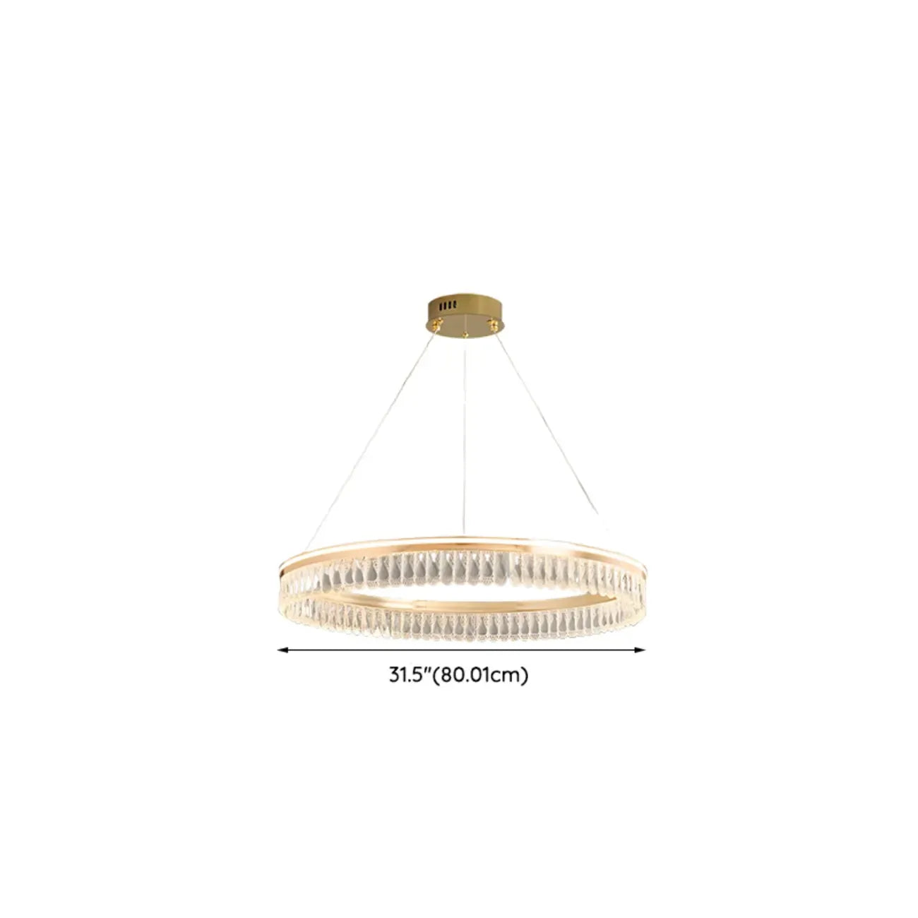 Lustres modernes à LED ronds en cristal doré à intensité variable