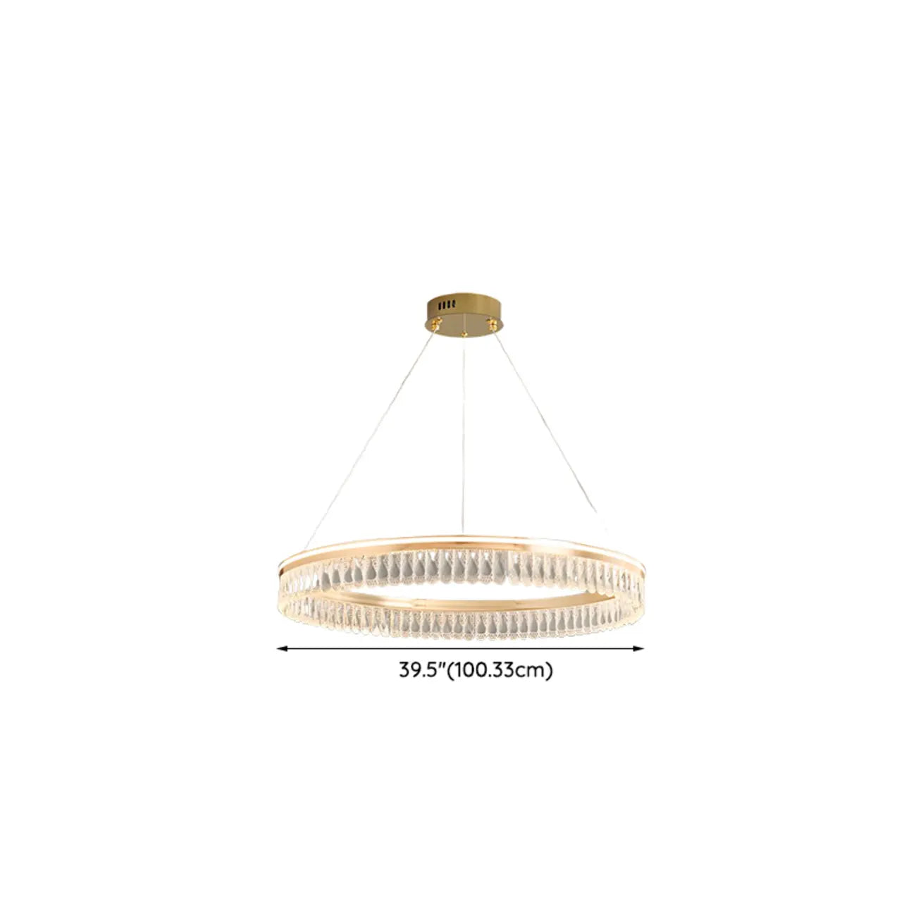 Lustres modernes à LED ronds en cristal doré à intensité variable