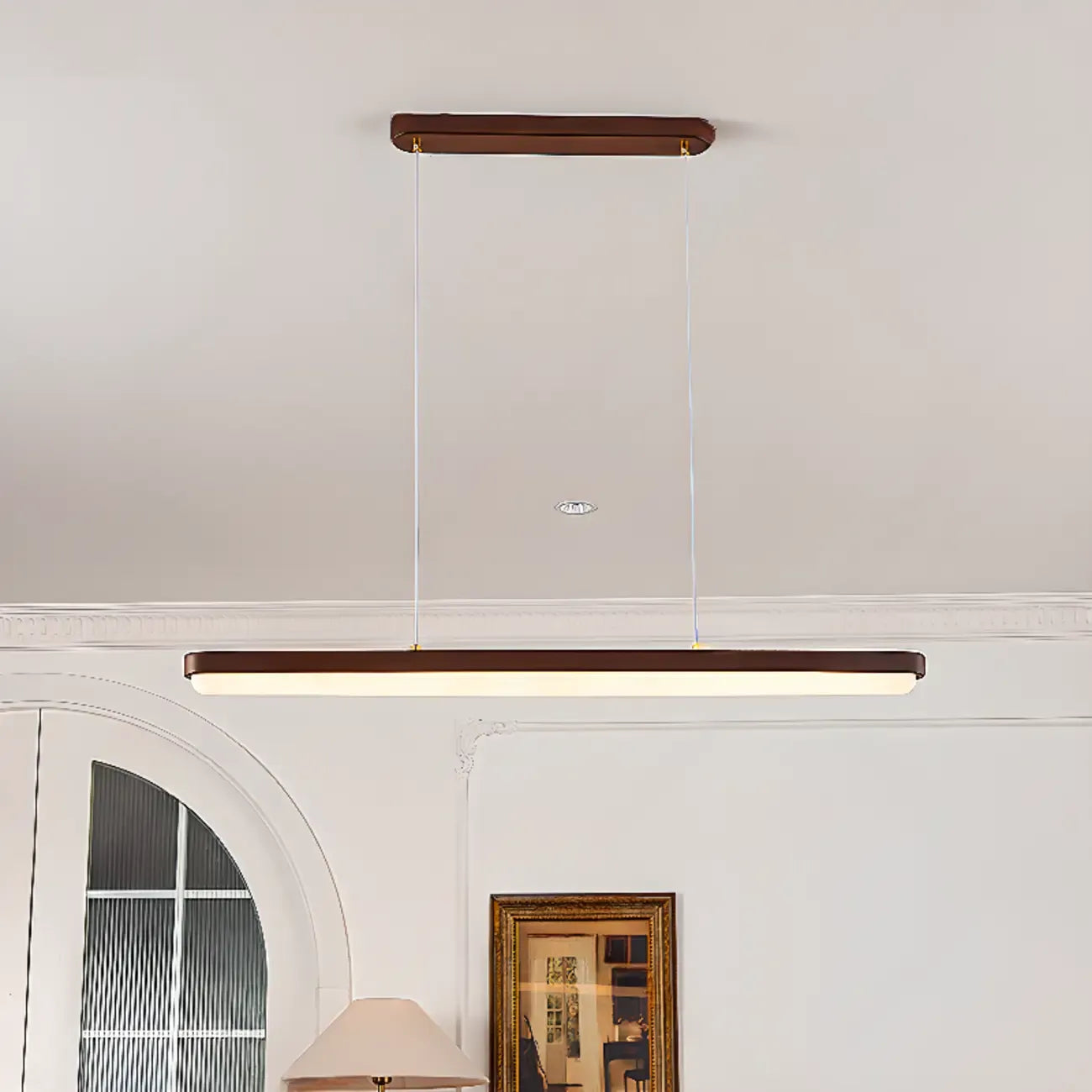 Suspension linéaire moderne marron pour îlot central, avec fixation à visser
