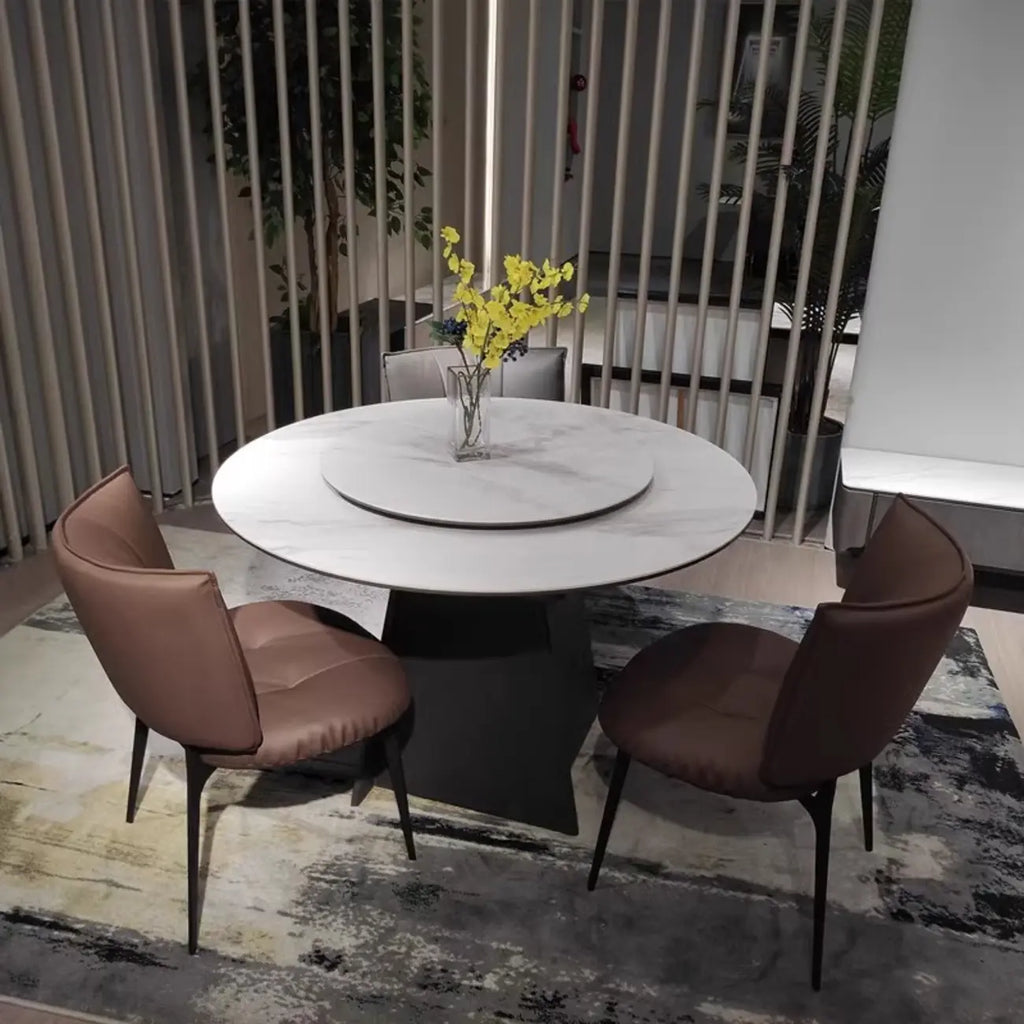 Chaise de salle à manger moderne en cuir à dossier bas avec pieds en métal