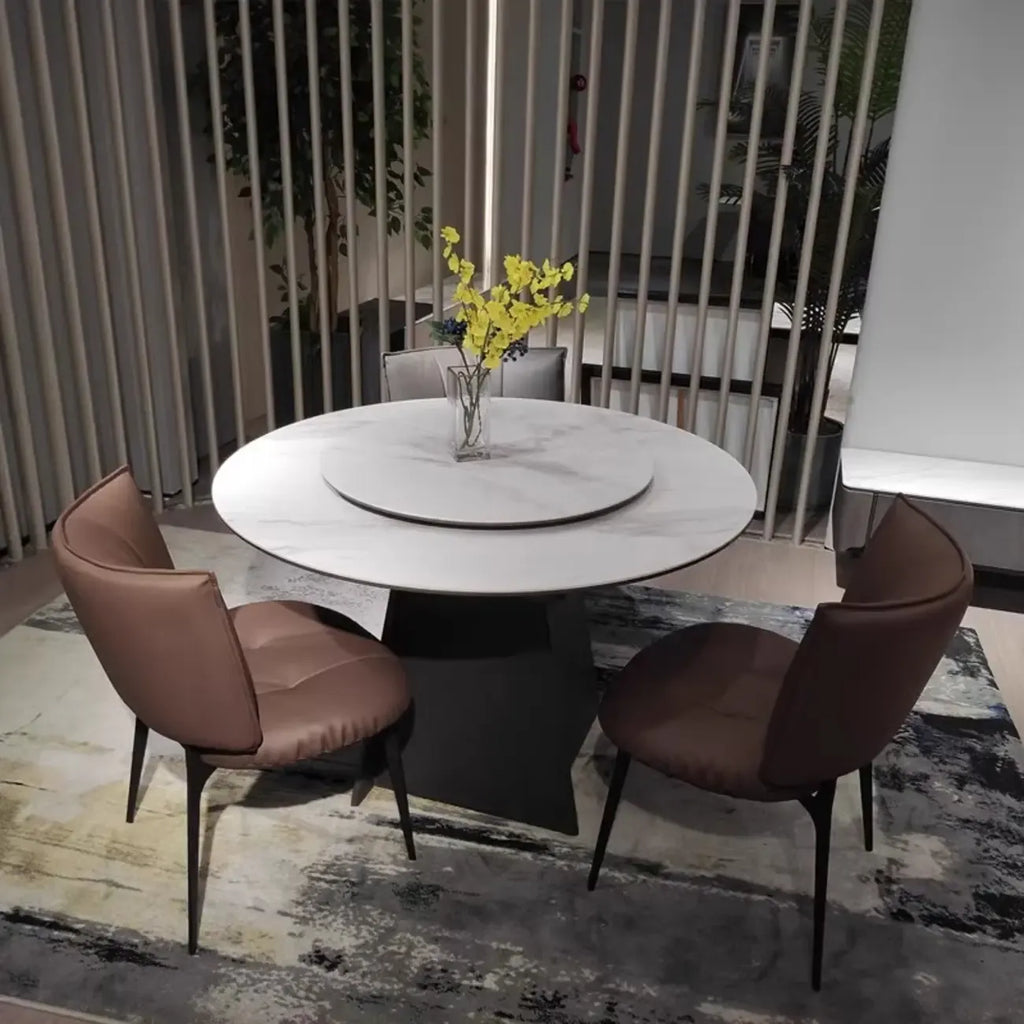 Chaise de salle à manger moderne en cuir à dossier bas avec pieds en métal