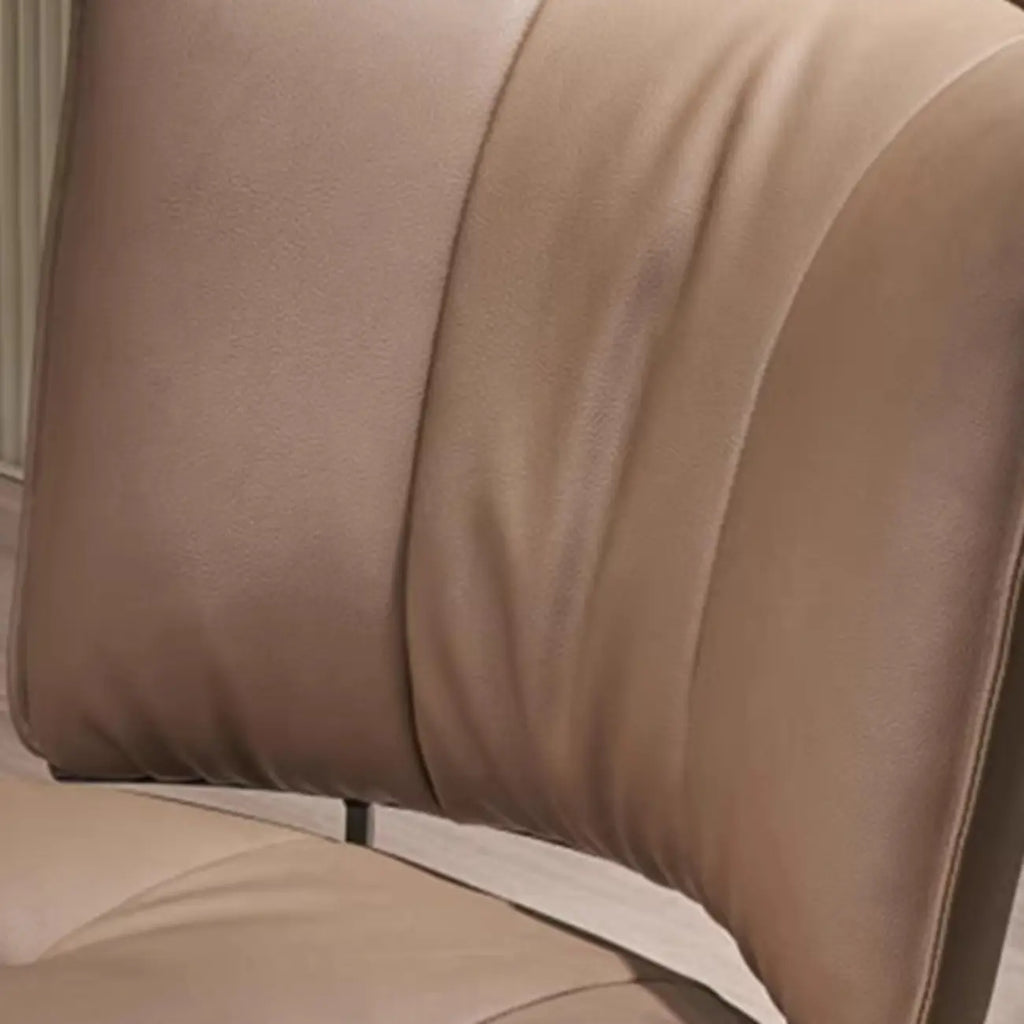 Chaise de salle à manger moderne en cuir à dossier bas avec pieds en métal
