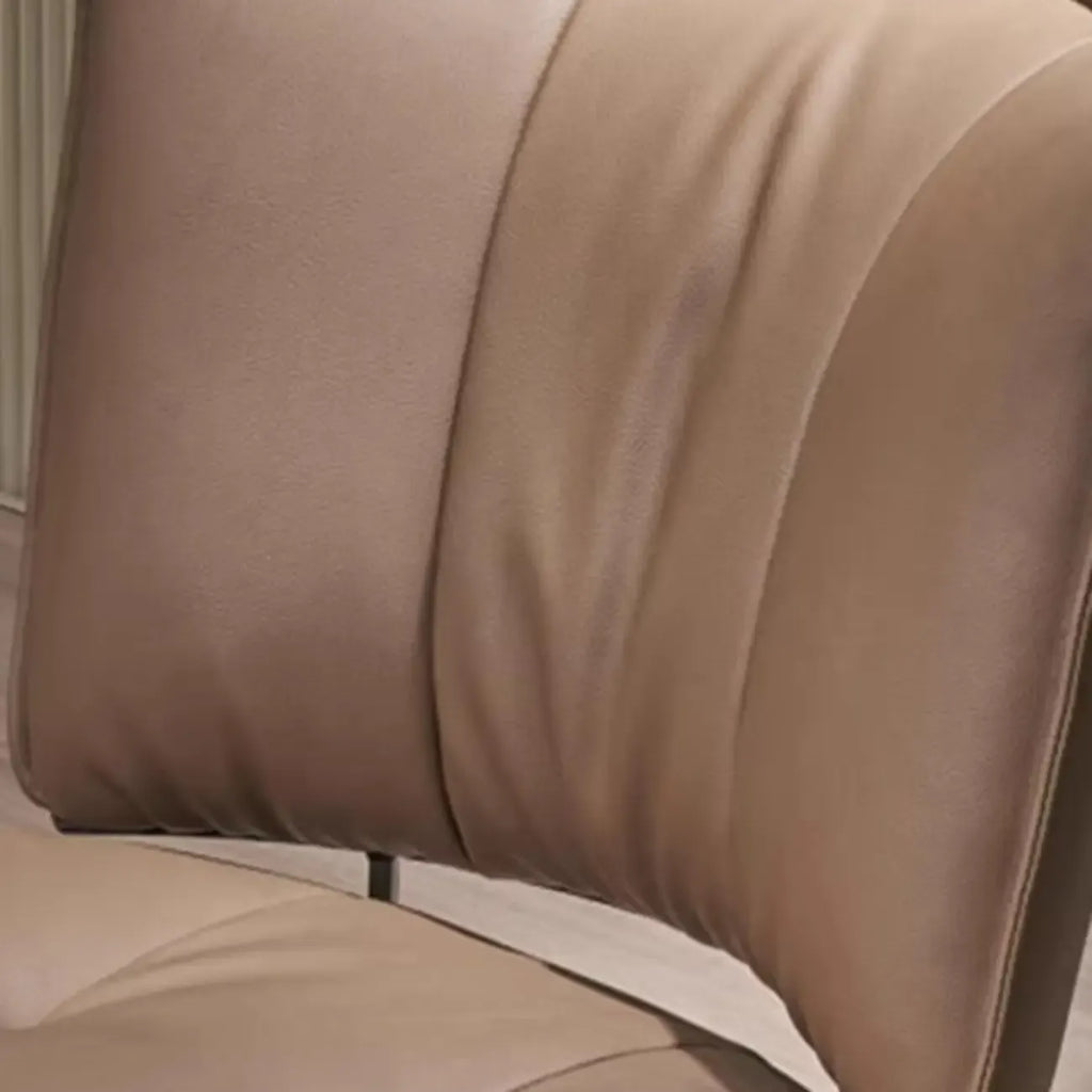 Chaise de salle à manger moderne en cuir à dossier bas avec pieds en métal