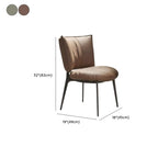 Chaise de salle à manger moderne en cuir à dossier bas avec pieds en métal