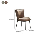 Chaise de salle à manger moderne en cuir à dossier bas avec pieds en métal