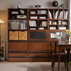 Bibliothèque cubique contemporaine en bois de noyer