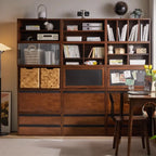 Bibliothèque cubique contemporaine en bois de noyer