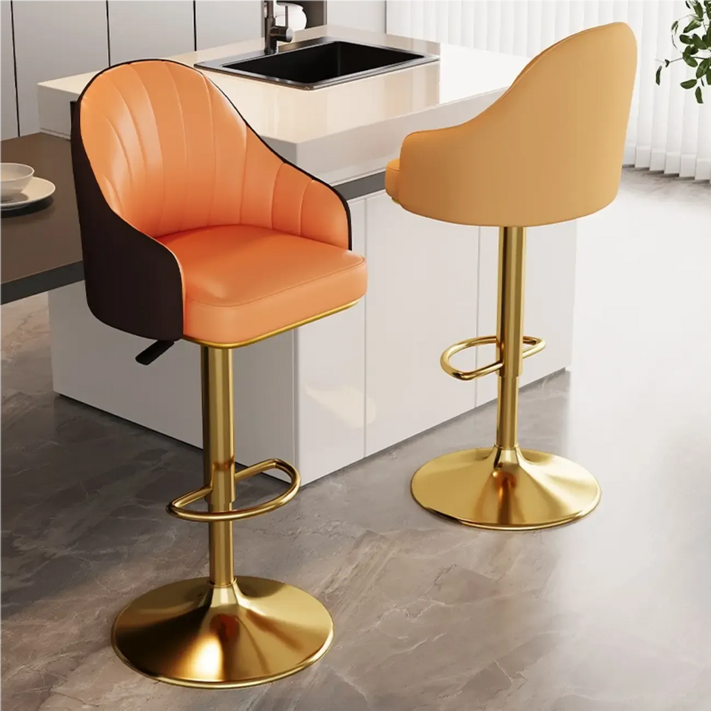 Tabouret de bar pivotant moderne en cuir, dossier bas réglable