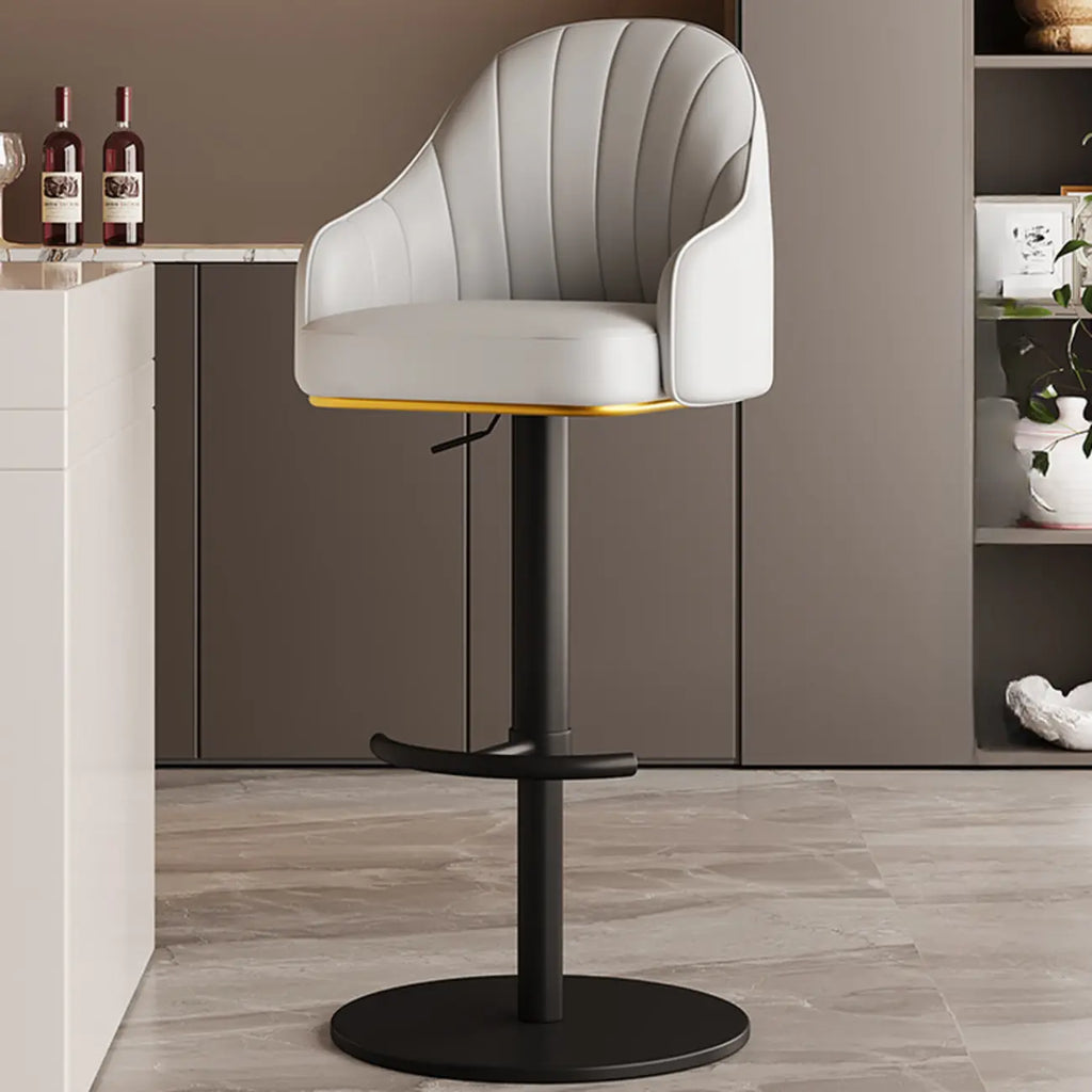 Tabouret de bar pivotant moderne en cuir, dossier bas réglable