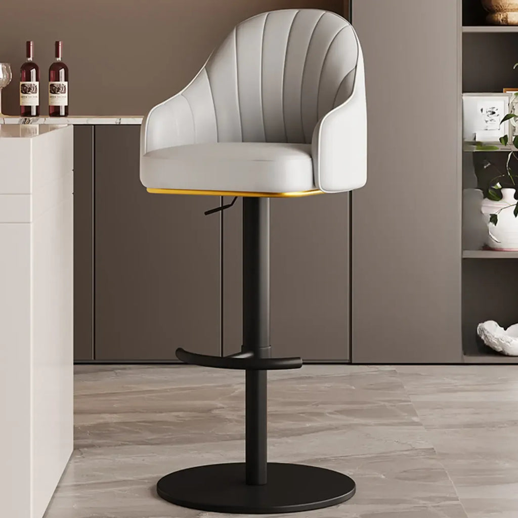 Tabouret de bar pivotant moderne en cuir, dossier bas réglable