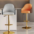 Tabouret de bar pivotant moderne en cuir, dossier bas réglable