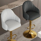 Tabouret de bar pivotant moderne en cuir, dossier bas réglable